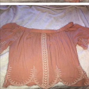 Off the shoulder pink top